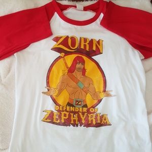Graphic "Zorn Defender of Zephyria" baseball tee